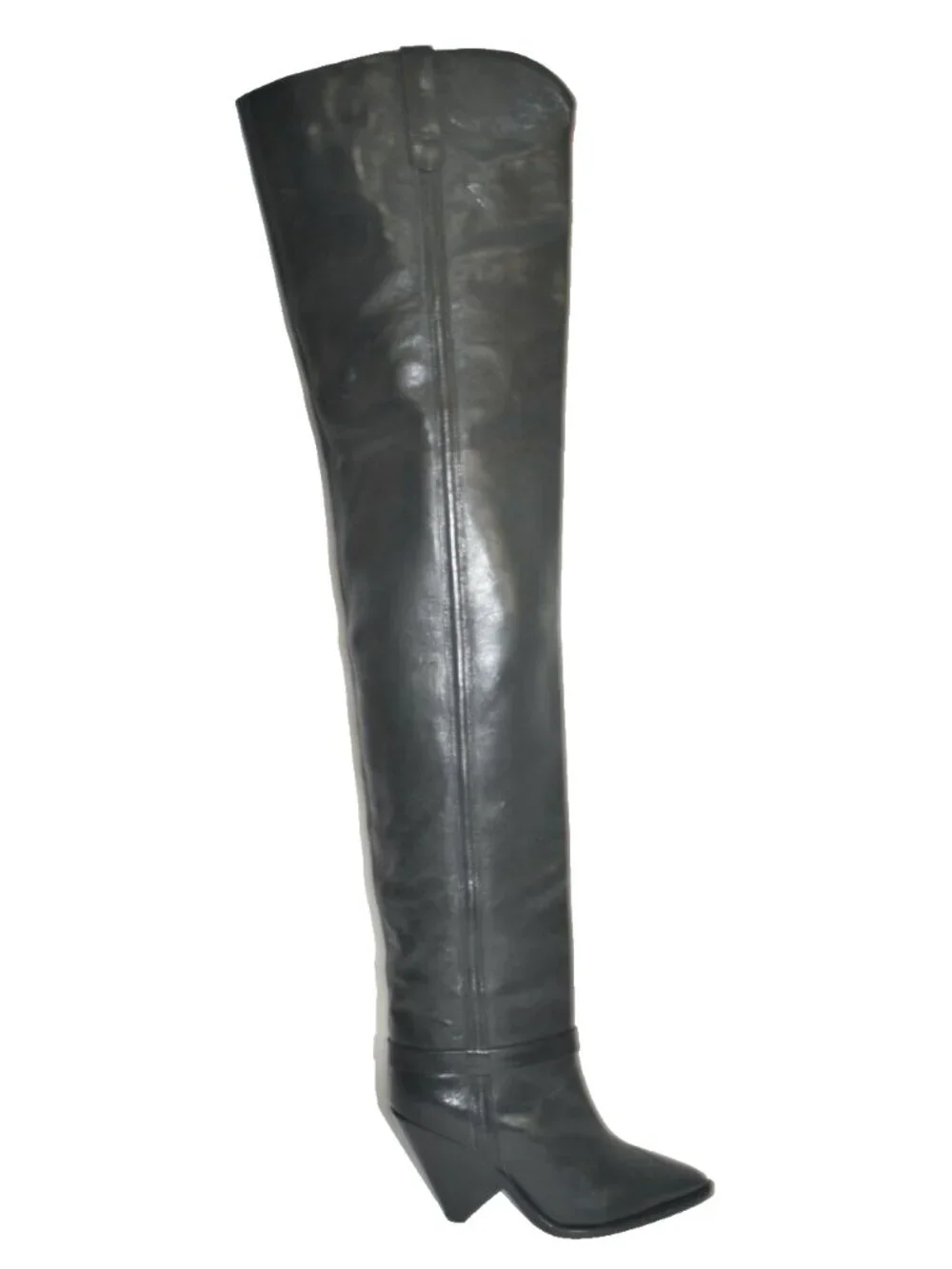 New! Isabel Marant Womens Black Lafsten 90MM Leather Thigh High Boots 36 6 DD38
